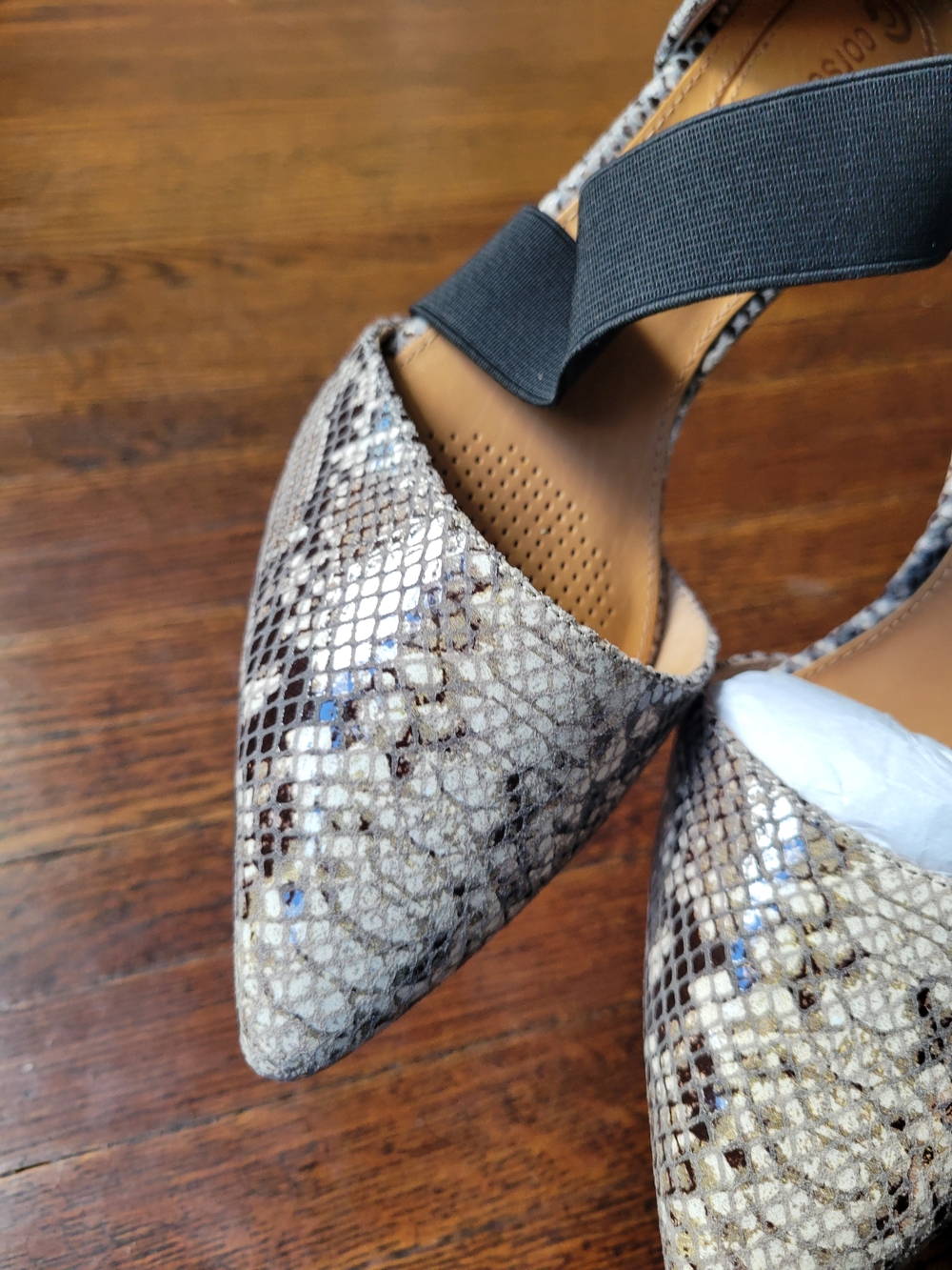Corso Como Denice Pumps Snake Print Leather Point Toe Elastic Strap Size 5 1/2M - Picture 9 of 15